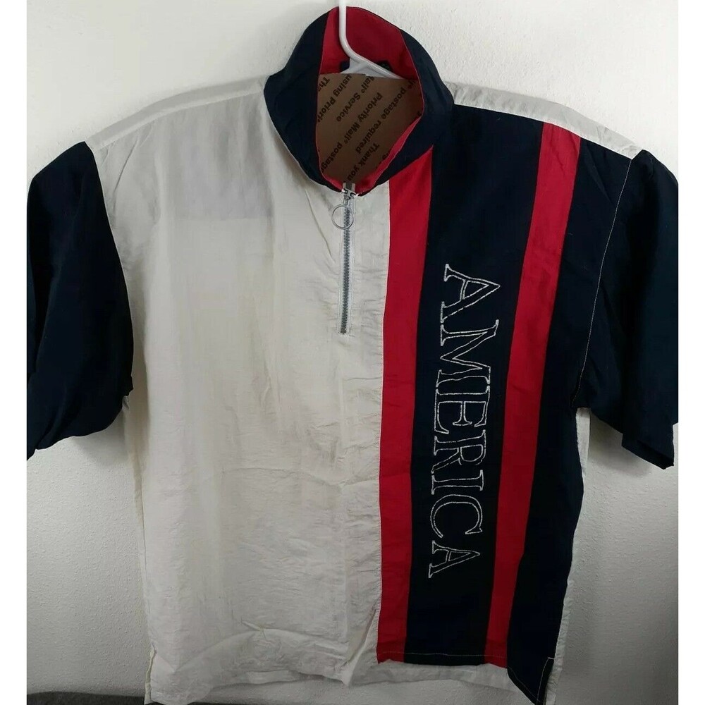 Vintage North Peak Extreme - Men's 1/4 Zip Windbreaker Shirt - Sz L America Logo